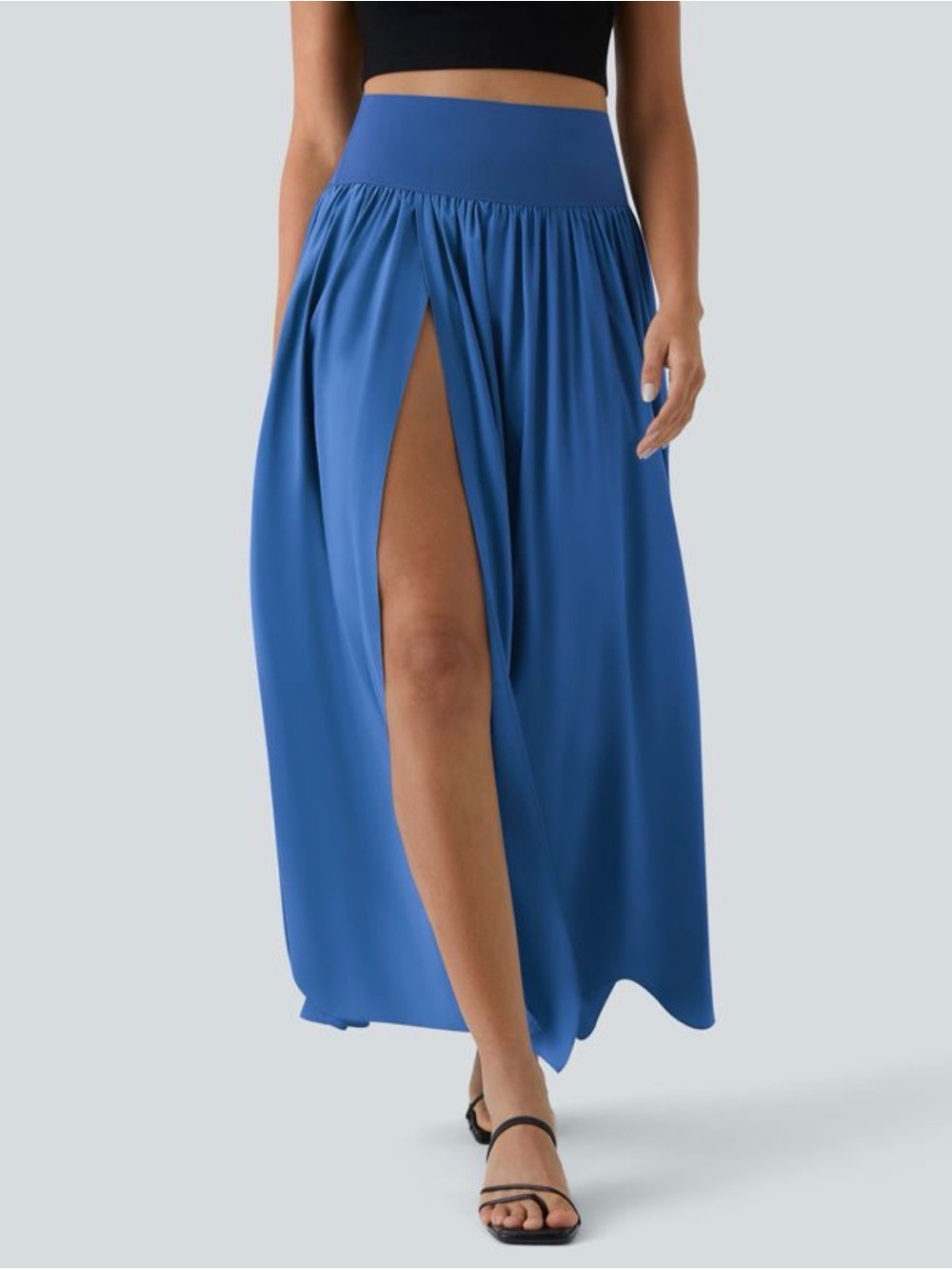 HALARA Bright Blue High Waisted 2-in-1 Flowy Quick Dry Maxi Skirt - Picture 13 of 14